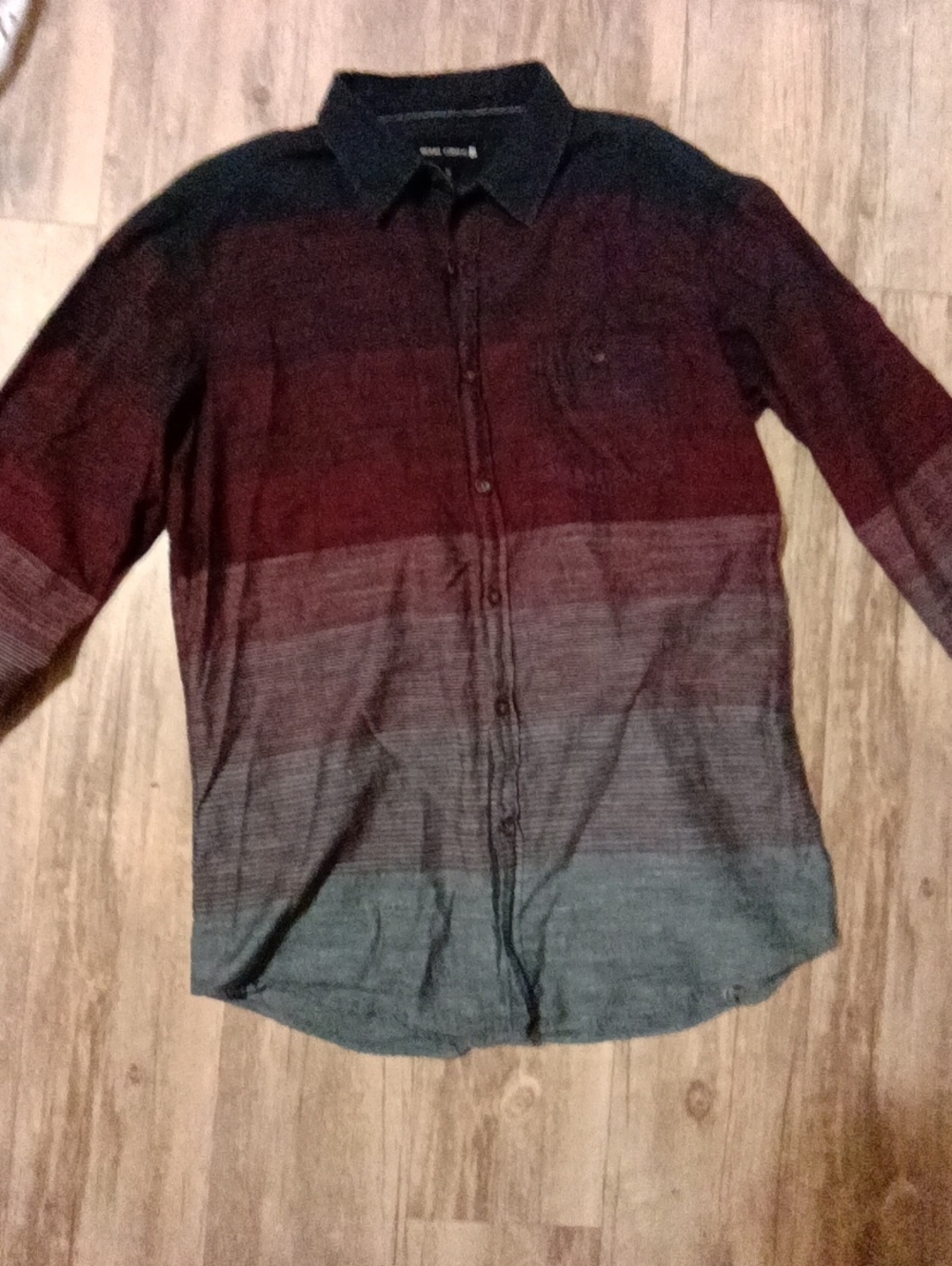 Ocean Current Men's Ombre Button-Down Shirt in Burgundy and Gray-Blue